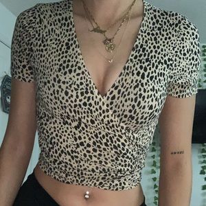 Brandy Melville cheetah tie top